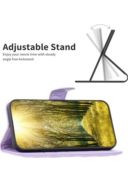 Xiaomi Için Poco X3/x3 Nfc/x3 Pro Matte Pu Deri Deri Telefon Cüzdan Standı Kılıf Rhanmombus Baskılı Koruyucu Kapak Morası (Yurt Dışından)