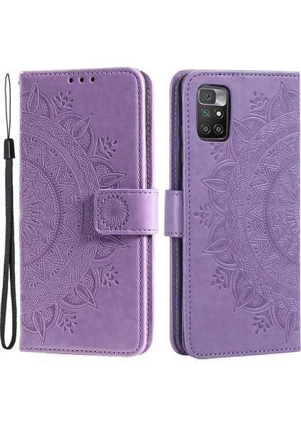 Basılı Mandala Çiçek Cüzdan Deri Telefon Kılıfı Kıvrık Anti-Çizgi Stand Standı Kabuğu Xiaomi Redmi Note 11 Pro 5g (Çin) (Mediatek)/not 11 Pro+ 5g-Purple (Yurt Dışından) fiyatları