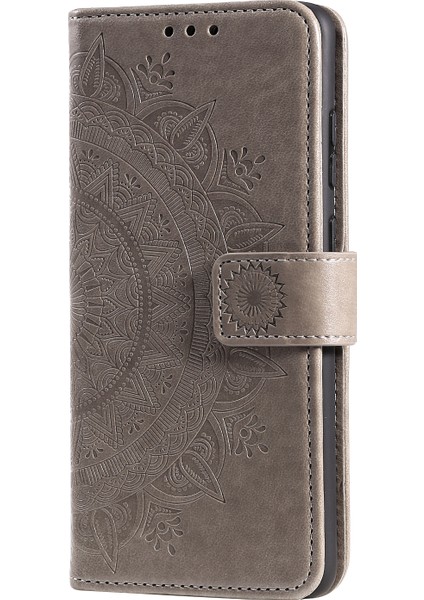 Basılı Mandala Çiçek Kullanışlı Kayış Şık Anti-Damla Cüzdan Standı Deri Telefon Kasa Kapak Kabuğu Xiaomi Poco X3 Gt/redmi Note 10 Pro 5g (Çin) -Grey (Yurt Dışından)