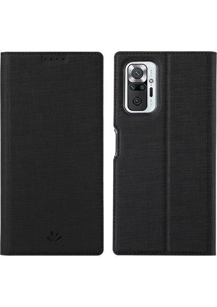 Xiaomi Redmi Için Kart Tutucu ile Iyi Korumalı Deri Stand Kılıfı Note 10 Pro 4g (Hindistan)/(Global)/note 10 Pro Max-Black (Yurt Dışından)