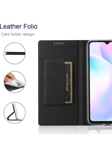 Xiaomi Redmi Için Kart Tutucu ile Iyi Korumalı Deri Stand Kılıfı Note 10 Pro 4g (Hindistan)/(Global)/note 10 Pro Max-Black (Yurt Dışından)
