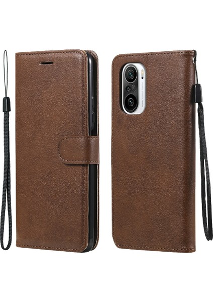 Deri Cüzdan Stand Telefon Kılıfı Xiaomi Redmi K40 Pro/redmi K40/POCO F3/mı 11-Brown (Yurt Dışından)