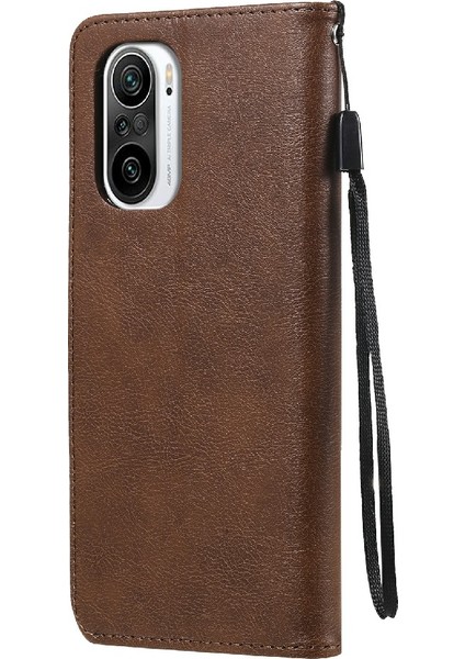 Deri Cüzdan Stand Telefon Kılıfı Xiaomi Redmi K40 Pro/redmi K40/POCO F3/mı 11-Brown (Yurt Dışından)