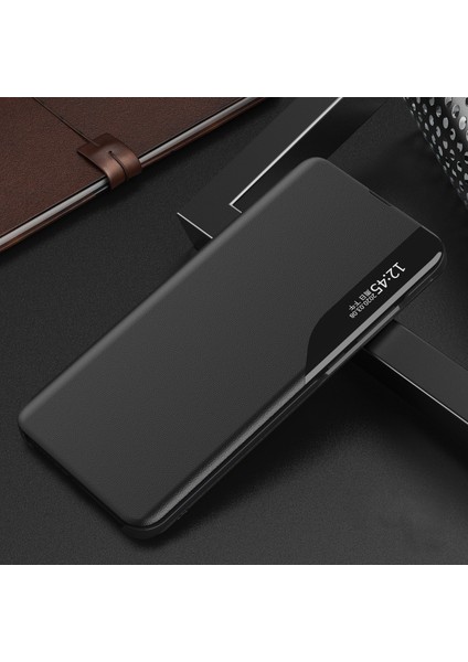 Pencere Flip Deri Telefon Stand Kılıfı Xiaomi Için Kılıf Kapağı Note 10 Pro Max/redmı Note 10 Pro/redmi Note 10 Pro (Hindistan) -Black (Yurt Dışından)