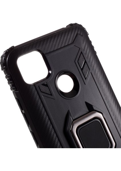 Parmak Yüzük Kickstand Shell Xiaomi Redmi 9c/9c Nfc-Black Için Benzersiz Tpu Kapağı (Yurt Dışından)