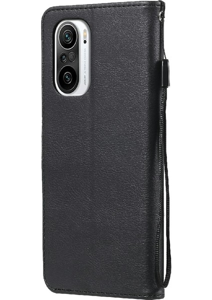 Deri Cüzdan Stand Telefon Kılıfı Xiaomi Redmi K40 Pro/redmi K40/POCO F3/mı 11I-BLACK (Yurt Dışından)