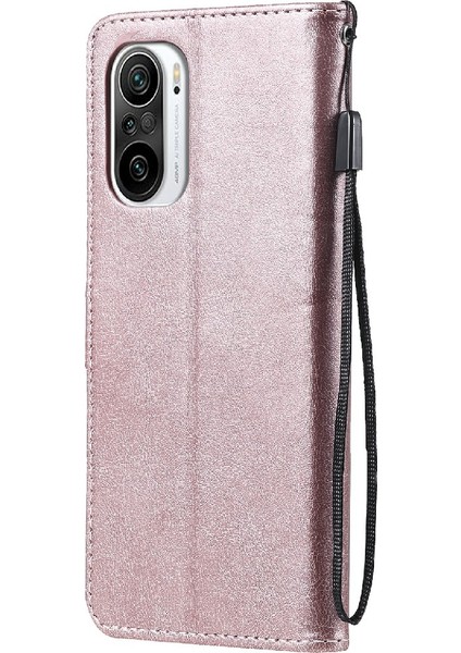 Deri Cüzdan Stand Telefon Kılıfı Xiaomi Redmi K40 Pro/redmi K40/POCO F3/mı 11I-ROSE Gold Için (Yurt Dışından)