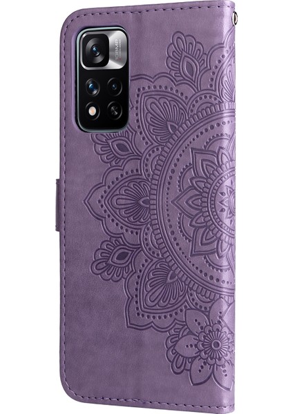 Baskı Çiçek Deseni Cüzdan Deri Koruyucu Telefon Kılıfı Xiaomi Redmi Için Katlanabilir Standlı Kabuk Not 11 Pro 5g (Çin) (Mediak)/note 11 Pro+ 5g-Purple (Yurt Dışından) modelleri