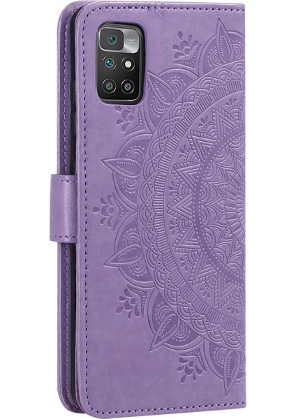 Basılı Mandala Çiçek Cüzdan Deri Telefon Kılıfı Kıvrık Anti-Çizgi Stand Standı Kabuğu Xiaomi Redmi Note 11 Pro 5g (Çin) (Mediatek)/not 11 Pro+ 5g-Purple (Yurt Dışından) fırsatları