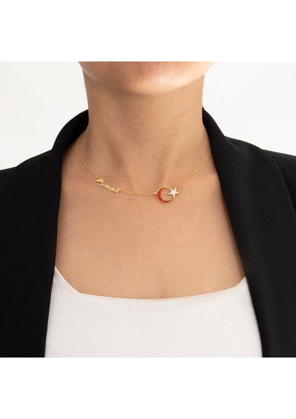 Mineli Ay Yıldız Atatürk Imzalı Gümüş Kolye fırsatları