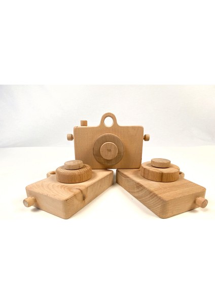 Bebek Çocuk Ahşap Oyuncak Fotograf Makinası