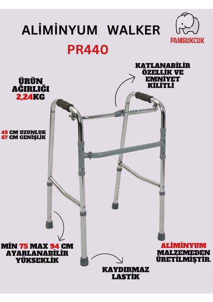 Alüminyum Hareketli Yürüteç / Alüminyum Walker PR-440