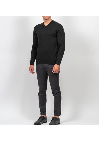 Siyah Erkek V Yaka Triko Slim Fit Pamuklu Kazak Ncs Jeans 3002 indirimleri