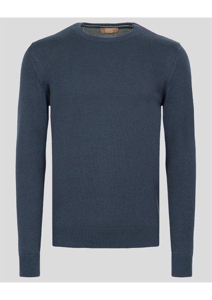 Lacivert Erkek Bisiklet Yaka Triko Slim Fit Pamuklu Kazak Ncs Jeans 3002