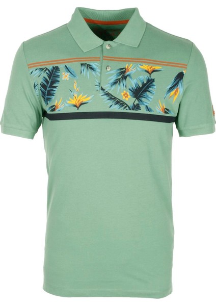 Erkek Çağla Slim Fit Polo Yaka Baskılı Tshirt 1179