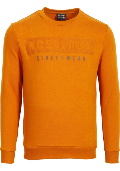 Erkek Hardal Yüksek Dokumalı Slim Fit Bisiklet Yaka Şardonlu Sweatshirt Ncsjeans 1604