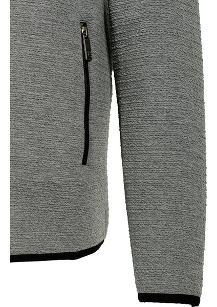 Erkek Gri Dokulu Scuba Kumaş Yüksek Fermuarlı Ön Cep Detaylı Hırka Ncs Jeans 1611