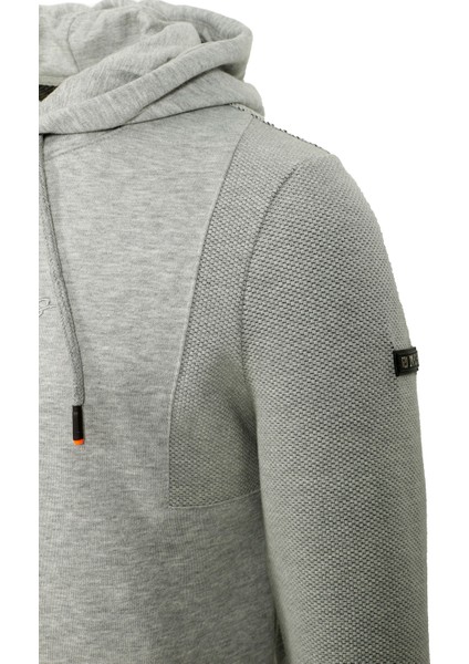Erkek Gri Örme Desenli Slim Fit Kapüşon'lu Sweatshirt Ncs Jeans 1612