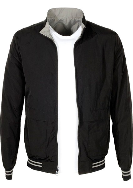 Erkek Siyah Gri Erkek Çift Taraflı Torba Cep Slim Fit 4 Cepli Mevsimlik Mont Jeans 4506