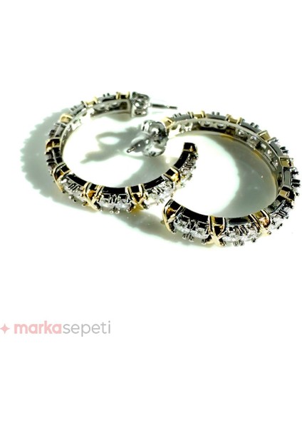 Gold Detaylı Halka Gümüş Kaplama Zirkon Çelik Kadın Küpe fiyatları