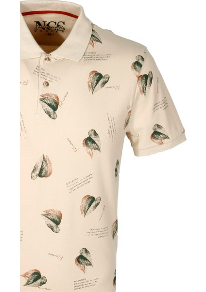 Erkek Bej Slim Fit Polo Yaka Baskılı Tshirt 1202 fiyatları