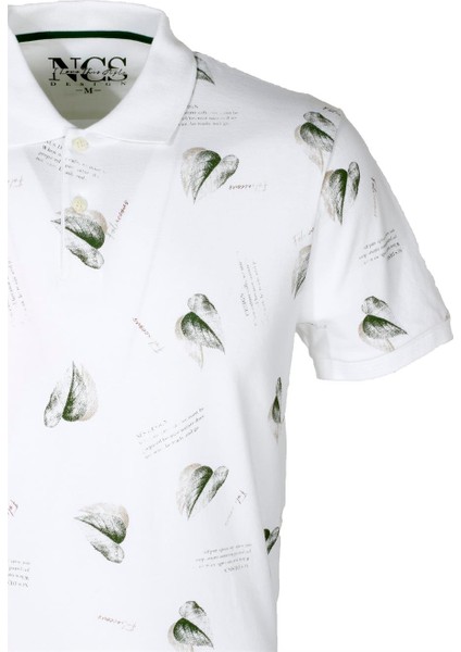 Erkek Beyaz Slim Fit Polo Yaka Baskılı Tshirt 1202 fiyatları