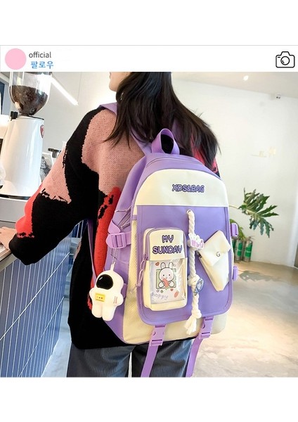 Okul Çantası Kadın Ortaokul Doğum Günü Kore Versiyonu Sevimli ve Hafif Ilkokul Öğrencileri Üçüncü Ila Altıncı Sınıf Sırt Çantası Büyük Kapasiteli Sırt Çantası (Yurt Dışından) indirimleri