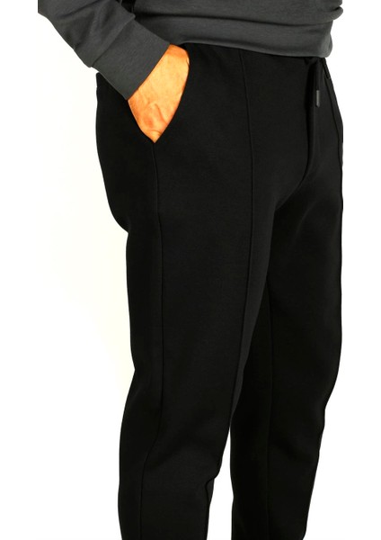 Erkek Siyah Bel Ipli Slim Fit Yan Cepli Armürlü Jogger Pantolon Ncs Jeans 1642