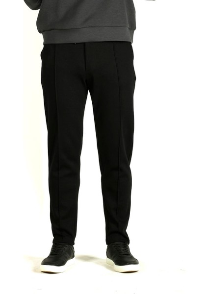 Erkek Siyah Bel Ipli Slim Fit Yan Cepli Armürlü Jogger Pantolon Ncs Jeans 1642