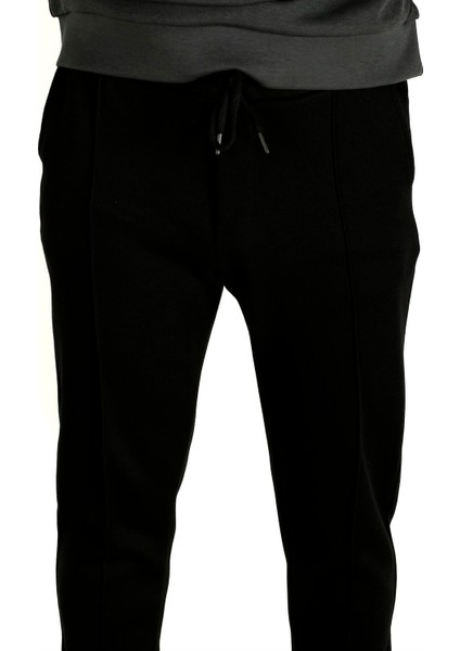Erkek Siyah Bel Ipli Slim Fit Yan Cepli Armürlü Jogger Pantolon Ncs Jeans 1642