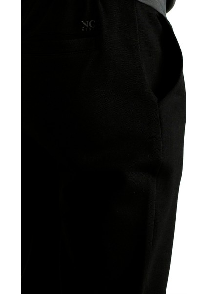Erkek Siyah Bel Ipli Slim Fit Yan Cepli Armürlü Jogger Pantolon Ncs Jeans 1642