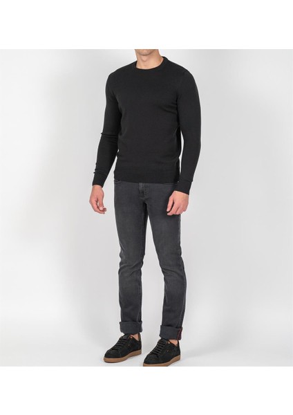 Siyah Erkek Bisiklet Yaka Triko Slim Fit Pamuklu Kazak Ncs Jeans 3002 modelleri