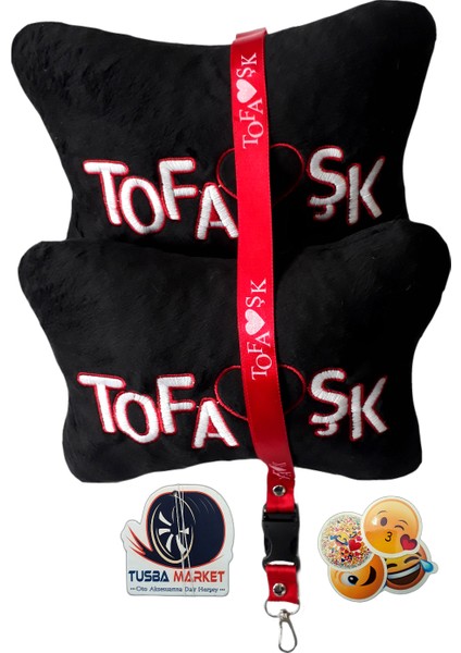 Tofaş 5 Parça Nakışlı Siyah Oto Halı Paspas / Tofaş Araç Seyahat Boyun Yastığı & Oto Ayna Askısı fiyatları