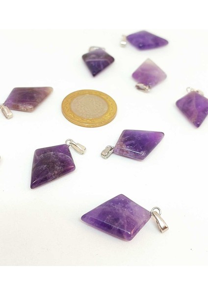 Ametist Taşı Ok Ucu Şekilli Kolye Ucu (42625)