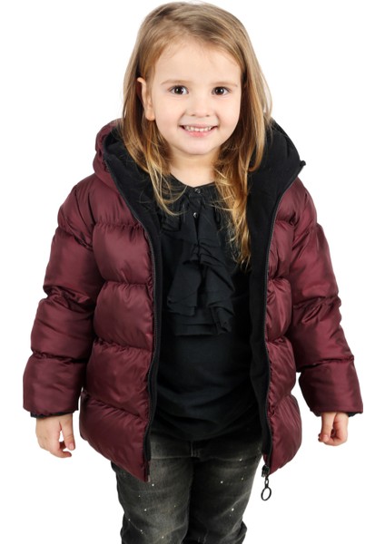 Kız Çocuk Bordo İçi Polarlı Kapüşonlu Su Geçirmez Rüzgara Dayanıklı Şişme Kışlık Mont & Kaban fırsatları