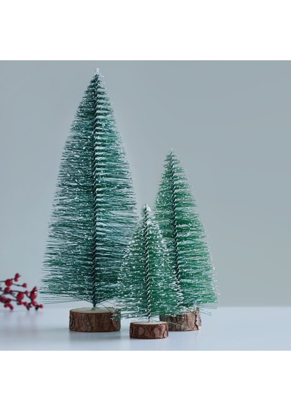 Minyatür yılbaşı karlı çam ağacı, 15 cm 5 adet