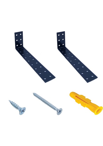 Dekoratif Siyah Deprem Güvenliği Dolap Sabitleme Aparatı Seti 30x60x180mm - Mobilya Sabitleyici Aparatı - Portmanto, Gardırop, Şifonyer, Kitaplık Duvar Sabitleme L Demiri