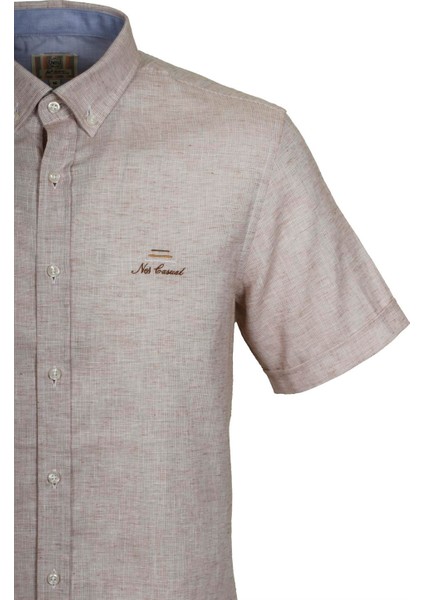 Erkek Bej Kısa Kol Yazlık Gömlek Slim Fit Düğme Yaka Pamuklu Ince Kumaş Jeans 7174 Shirt modelleri