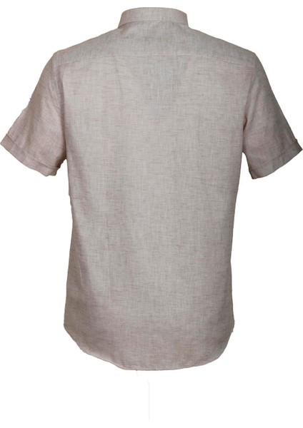 Erkek Bej Kısa Kol Yazlık Gömlek Slim Fit Düğme Yaka Pamuklu Ince Kumaş Jeans 7174 Shirt fırsatları