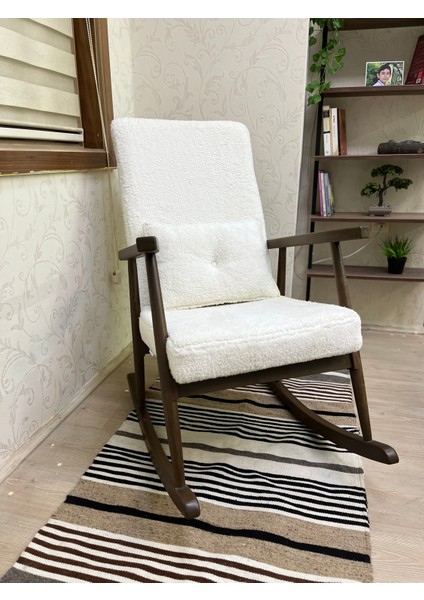 Trend Ceviz Teddy Krem Sallanan Sandalye Dinlenme Emzirme Baba Tv Okuma Koltuğu Berjer