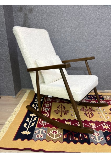 Trend Ceviz Teddy Krem Sallanan Sandalye Dinlenme Emzirme Baba Tv Okuma Koltuğu Berjer modelleri