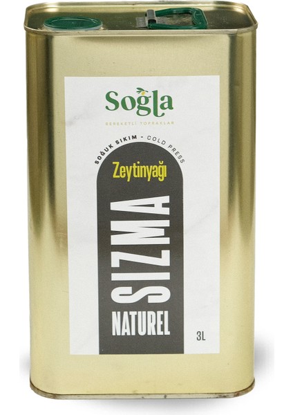 Soğla Bereketli Topraklar 3 Lt Naturel Sızma Soğuk Sıkım Teneke Zeytinyağı