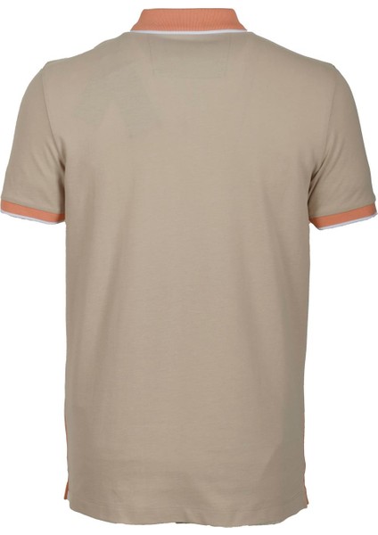 Bej Erkek Slim Fit Kırışmaz Polo Yaka Fitil Renk Geçişli Kol Ribanalı Pamuk T-Shirt Jeans 1163 modelleri