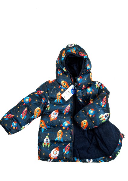 Kız Çocuk İçi Polarlı Kapüşonlu Roket Desenli Kışlık Şişme Mont & Kaban & Parka fiyatları