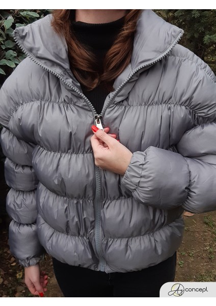 Kadın Dik Yaka Kısa Şişme Mont fiyatları