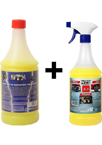 Ağır Yağ Sökücü Konsantre (1/5) 1 Litre & Motor Jant Döşeme Temizleyici 1 Litre