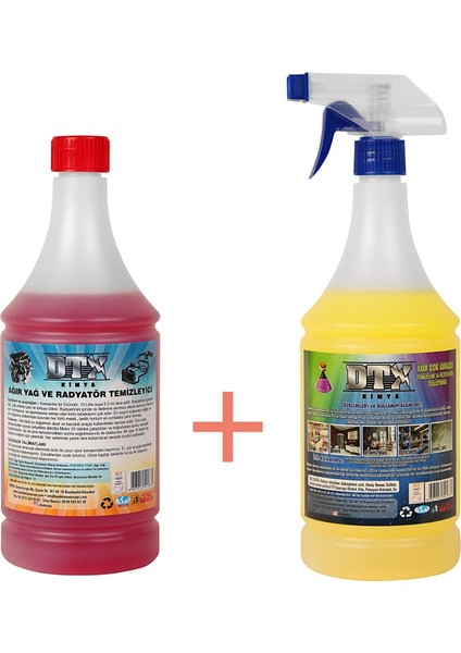Ağır Yağ Sökücü Radyatör Temizleyici 1 Litre & Ixir Çok Amaçlı Temizleme 1 Litre