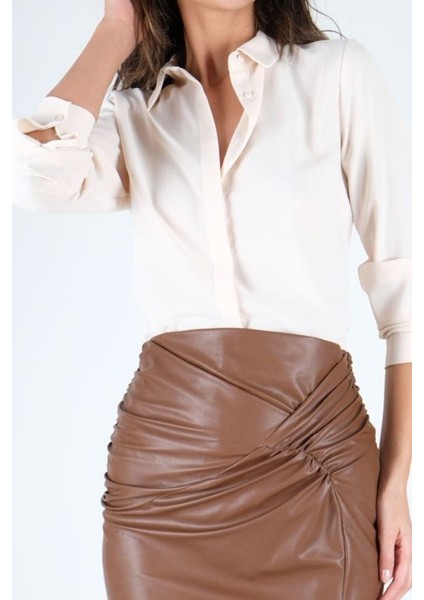 Lluvy Uzun Kollu Gizli Pat Düğmeli Bluz modelleri