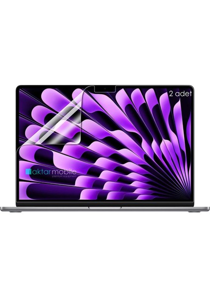 MacBook Air 15 M2 2023 A2941 15.3" Uyumlu Ekran Koruyucu - 2 Adet - Esnek & Kırılmaz & Tam Uyum