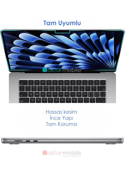 MacBook Air 15 M2 2023 A2941 15.3" Uyumlu Ekran Koruyucu - 2 Adet - Esnek & Kırılmaz & Tam Uyum
